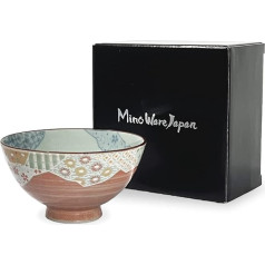 MINO WARE JAPAN Traditional Style Rice Bowl, Japanese Ceramic, Chawan Ceramic, Dishwasher and Microwave Safe, Made in Japan (Yuuzen, Small (Nakahira))