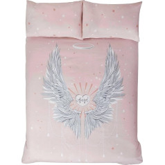 Rapport Home ANGELW-King-BLSH Rapport Angel Wings Glitter Stars King Duvet Cover and Bedding Set Bl, Cotton/Polyester Jersey, Rose, Size