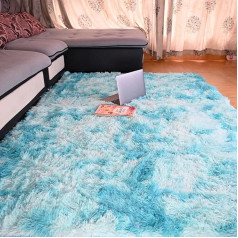 Beyeutao Soft Fluffy Area Rugs Light Blue 200 x 250 cm Living Room Rug for Living Room Large Area Non-Slip Rug Tie Dye Rug Large Rug for Kids Girls Play Area