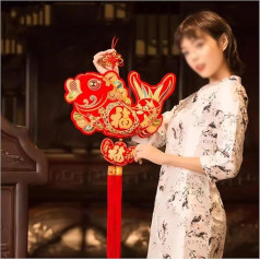 Chinesische Quaste, chinesischer Knoten, rote 3D-Fischquaste, Neujahrsdekorationen für Party, Hochzeit, Frühlingsfest, rote chinesische Knoten, hängende Verzierung (Größe: XL)