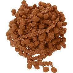 QUARKZMAN 20 Yards Pom Pom Ball Fringe Trim, Ribbon Sewing Accessories DIY Crafts for Curtains, Clothing, Cushion Decoration (12 mm, Brown)