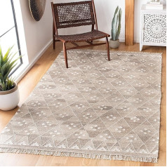 SAFAVIEH Moroccan Boho Tribal Living Room, Dining Room, Bedroom - Natural Kilim Collection, Short Pile, Natural and Ivory, 122 x 183 cm