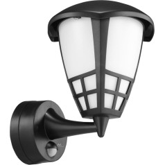 Sienas lampa 1xE27 ar sensoru, infrasarkanais sensors, maksimālā slodze 60 W, IP65, melna krāsa, MCE518 B
