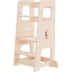 Kywai ® Montessori Wooden Learning Tower for Children from 1 Year Old | Kitchen Aid Made of Solid Wood Natural Colour | Height Adjustable in Base and Steps | Design and Innovation.