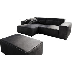 Delife Sirpio L Corner Sofa Imitation Leather Vintage Anthracite 260 x 160 cm Adjustable Stool