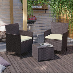 Garden Vida Rattan Furniture Set Glass Brown Lake Description