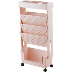 Heepdd Moving Bookcase, More Layer Iges Rotatable Removable, Practical Rolling Organisation Shelf Made of Plastic with Large Capacity, (Pink), (HEEPDDgqb0786h4d-12)