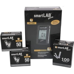 Smartlab Genie Blood Glucose Monitoring System Bundel | Measurement Combination Set with 100 Blood Sugar Test Strips & 100 Lancets for everyday Diabetes Blood Glucose Monitoring System | Precision Measuring Blood Pressure with Large Display