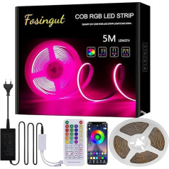 LED Strip 5 m RGB COB LED Strip, Fosingut 840LED/M Music Sync Smart LED Fairy Lights Strip Light Strip, 24 V Dimmable Indirect Lighting Wall LED TV Backlight for Kitchen Bed Room Decoration
