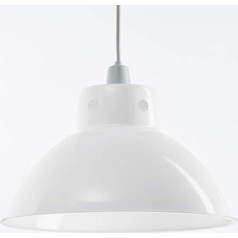 Retro Design Lampshade - Easy Fit Pendant Shade for Existing Ceiling Light - Metal Ceiling Light - Lamp Shade for Ceiling Light - White Interior - Metal Shade (White)