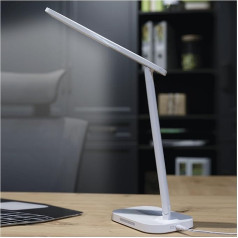 EMOS Carson Dimmable LED Table Lamp 6 W with USB Output, Brightness Max. 400 lm, Light Colour Adjustable 2700-6600 K, Lamp Arm Foldable, 1.5 m Power Cable, CRI>80, Light Time 30,000 h, White