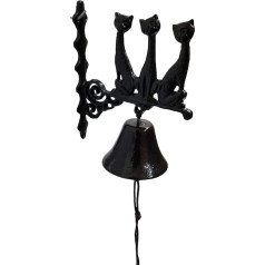 SK Cast Iron Cat Wall Bell - Black