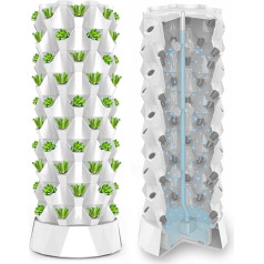 LSHFYV Growing System Vertical Tower, Hydroponics Tower Kit, Freestanding Vertical Growing Aeroponic Garden for Planting Herbs and Vegetables with Hydration Pump, Seedbed, White-80Pots