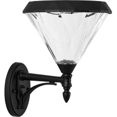 WFZRXFC Modern Minimalist Black Diamond Shape Wall Light Outdoor Solar Light Control Security Lamp One Light and Three Colours Adjustable Wall Bracket Transparent PMMA Lampshade