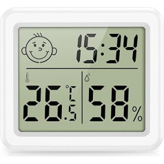 Brifit Digital Thermometer Hygrometer, Portable Indoor Hygrometer with High Accuracy, Temperature and Humidity Meter with Clock, Room Climate Indicator, Room Thermometer for Greenhouse, Office, Home
