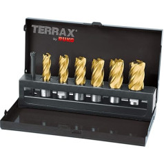 Terrax A108820T 7 Piece Core Drill Bit Set HSS-TiN Ø 12 - 22 mm