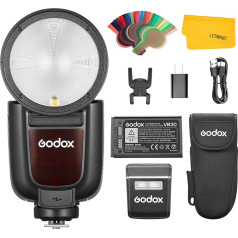 Godox V1Pro C 2.4G Wireless Speedlite Camera Flash, M/TTL Flash Mode, 1/8000s HSS Speedlite, Round Head Camera Flash with Removable Sub Flash for Canon Cameras