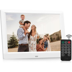 Digital Photo Frame, 8.7 Inch Electronic Photo Frame 1024 x 768 HD IPS Screen Photo/Music/Video Player/Calendar/Alarm Clock with Remote Control, Supports USB or SD Card