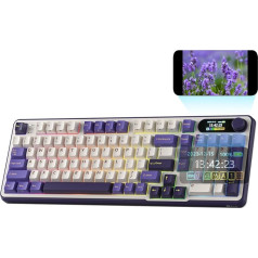 RK ROYAL KLUDGE S98 Mechanical Keyboard with Smart Display & Button, Top Mount 96% Wireless Mechanical Keyboard BT/2.4G/USB-C, Hot Swappable, Software Support, Solid Battery, 98 Keys