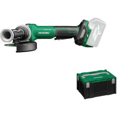 HIKOKI Battery Angle Grinder G3613DVF, Grinding Discs Diameter: 125 mm (36 V, Idle Speed: 3200-10,000 min-1/ with (AT mode), Drive Spindle: M14, Brushless, HSCIII Case) without Battery and Charger