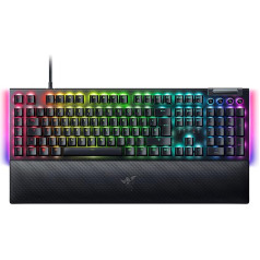 Razer BlackWidow V4 Mechanical Gaming Keyboard with Razer Chroma RGB (Mechanical Razer Green Switches, 6 Own Macro Keys, Doubleshot ABS-Keycaps) QWERTZ German-Layout, Black