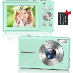 Digital Camera Compact Camera, 44MP 1080P HD Camera 2.4 Inch LCD 16X Digital Zoom Rechargeable Digital Camera for Children, Teenagers, Beginners, Boys, Girls (Green)