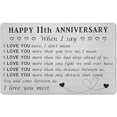 Yobent 11th Wedding Anniversary Card for Husband and Marriage 11th Wedding Anniversary Gift for Her Men Women Personalized Steel Decoration 11th Anniversary
