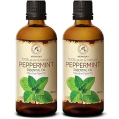 Peppermint Essential Oil, 200 ml (2x 100 ml), Mentha Piperita, 100% Mint Oil for Good Sleep, Stress Relief, Room Fragrance, Aroma Diffusers, Oil Burners