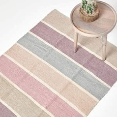 Homescapes Washable Chenille Stripe Rug, Made from 100% Pure Cotton, Easy Care and Durable