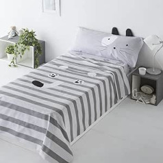 Children's Bedding Set Grey Cat 50% Cotton 50% Polyester Grey 90 x 190/200 cm + 1 Pillowcase + Fitted Sheet Adjustable