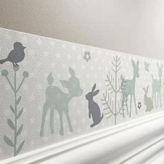 Lovely Label Border Self-Adhesive Bunny & Deer - Wall Border for Nursery/Baby Room with Rabbit & REH - Wall Sticker Bedroom Girl & Boy - Wall Decoration Baby/Children