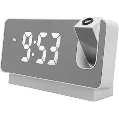 Projection Alarm Clock, HD LED Alarm Clock with Projection on the Ceiling Wall Digital Alarm Clock with 180° Rotating Projector, Snooze, Temperature, Bedside Clock for Heavy Sleepers (White)
