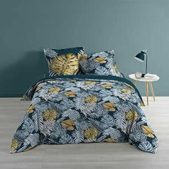 Douceur d'Intérieur, 3 Piece Bedding Set, 240 x 220 cm, Betty Blue, 100% Cotton, Multi-Colour