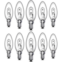 Doright 10 x 42 W E14 Candle Halogen Light Bulb C35 Dimmable Warm White 2700 K E14 Halogen Bulb 613 lm AC 220-240 V Ses Small Edison Screw Halogen Bulb (Clean Glass)