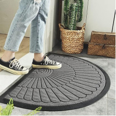 Semi-Round Doormat Outdoor 90 x 60 cm Doormat Semi-Round Outdoor Floor Mats Semi-Circle Indoor Washable Non-Slip Doormat Front Door Mat Dirt Trapper 60 x 90 Light Grey