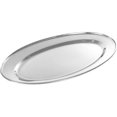Buckingham Oval Platte, Serviertablett, Tablett, oval, Teller, Fleisch-Platte, Servierplatte, Edelstahl, 45 cm