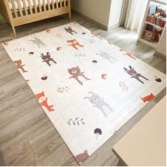 Nazar Children's Room Rug, Baby Rug, Kids Rug for Girls and Boys, Dinosaur World Map and Animals (744 Cream, 120 x 160 cm)