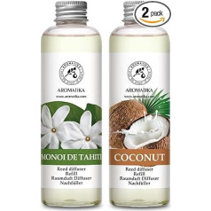 Room Fragrance Diffuser Refill Monoi de Tahiti & Coconut 400 ml - 2 x 200 ml - Refill Set for Fragrance Diffuser - Reed Diffuser Refill - Room Fragrance - Diffuser Refill - Room Air