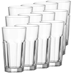 Leonardo Rock XL Longdrink-Glas, großer Trink-Becher aus Glas, spülmaschinengeeignete Wasser-Gläser, 12er Set, 540 ml, 017203