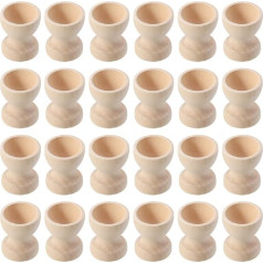 Toddmomy Pack of 24 Easter Egg Holders Cups Wooden Egg Stand Decorative Egg Cups for Eater Decorations