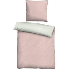biberna 0840500 Reversible Bedding Set with Pillowcase Melange Flannel 1x 135 x 200 cm + 1x 80 x 80 cm, Light Pink