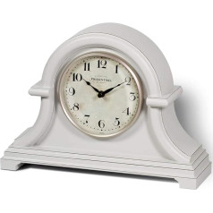 Presentime & Co. Vintage Farmhouse Mantel Clock Series, Napoleon Desk and Shelf Clock, 13 x 10 Inch, Curved Lens, Quartz Movement, Grey Cream Finish (Home Decoration/Table Decoration)