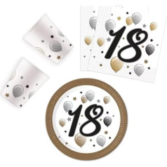 Ils I Love Shopping, 8 Piece Party Set Plates 23cm Diameter 8 Cups and 8 Napkins (18 Years, Set for 8 People)