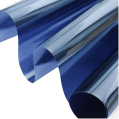 ConCus-T Disposable Window Film Sun Blocker UV Window Film Blackout Tint Film Mirror Effect Conservatory Roof Cover Solar Film Static Cling Blue Silver 90x400cm
