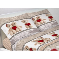 BIANCHERIAWEB Pair of 100% Cotton Cushion Covers with Side Buttons 52 x 82 cm Sweet Bear