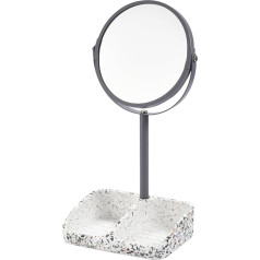 TranquilBeauty Marble Makeup Mirror - Terrazzo Tabletop Mirror with Magnifying Mirror - Portable Round Folding Cosmetic Mirror with Storage Organizer for Cosmetic and Shaving Set
