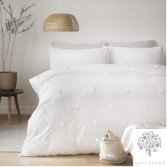 Appletree White Polka Dot Duvet Cover Set, Super King (260 x 220 cm), White Bedding with 2 Pillowcases, White Polka Dot Duvet Cover, Super Soft, 100% Cotton