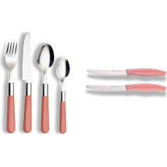 Echtwerk Bistro 16 Piece Cutlery Set, 2 Breakfast Knives with Plastic Handles, Pink