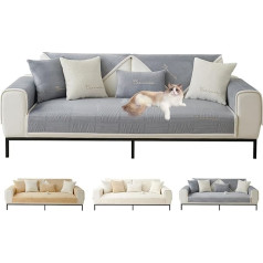 ShowyLive Couch Cover 1/2/3/4 Seater L Shape Sofa Cover Corner Sofa Non-Slip Dog Cat Non-Slip Sofa Cover Sofa Throw (Light Grey, 70 x 210 cm)