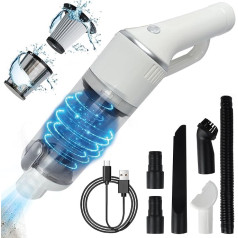 KeautFair Wireless Handheld 120W/15000Pa Vacuum Cleaner Mini Multifunction Portable Lightweight Rechargeable 2 Washable HEPA Filters for Pet Hair / Car / Home for Wet and Dry (White)